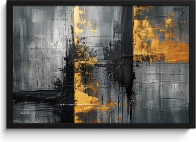 Poster in lijst - Fotolijst 60x40 cm - Posters - Modern - Goud - Grijs - Patroon - Posterlijst zwart - Decoratie - Wanddecoratie woonkamer - Muurdecoratie slaapkamer