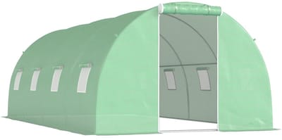 Polytunnelkas - Kas met Roldeuren en 8 Ramen - Tunnelkas - Inloopkas - Foliekas - Broeikas - Kweekkas - Kastunnel - Tomatenkas - Groentekas - Plantenhuis - voor Groenten, Bloemen, Planten - 600x300x200 cm - Groen
