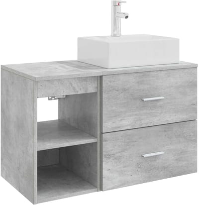 vidaXL - Badkamermeubel - Set - 2 - st - Betongrijs - Bewerkt - hout