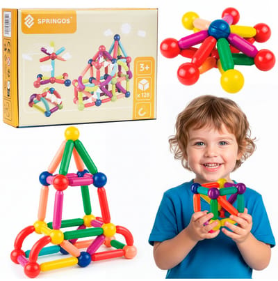 Springos® Magnetisch speelgoed - 128 Stuks - Montessori speelgoed - Speelgoed kinderen