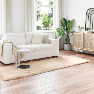 vidaXL - Tapijt - van - imitatie - schapenvacht - TAFALLA - Beige - 80 - x - 250 - cm