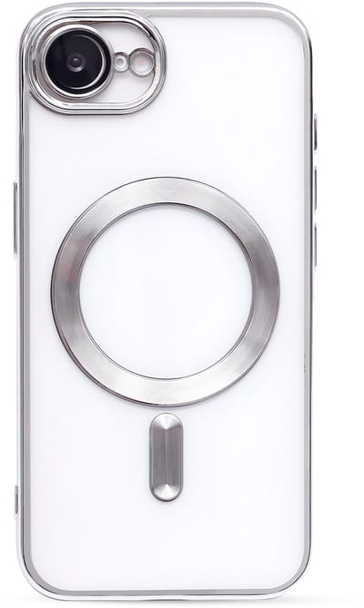 Casemania Hoesje Geschikt voor Apple iPhone 16e - Zilver - Siliconen Back Cover - Geschikt voor MagSafe