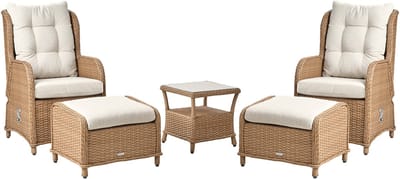 PONZA - Loungeset voor 2 - Bruin - PE rotan