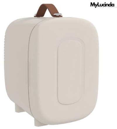 Mylucinda® Mini Koelkast – 4L – Koelt Tot 2°C & Verwarmt Tot 65°C – Compact Formaat 20x26x28 cm – Voor Thuis, Auto & Kantoor – Crème Wit
