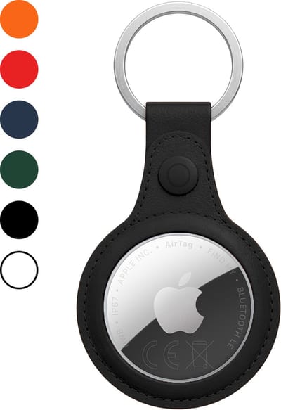 Hoesje Geschikt voor Apple AirTag 2 Sleutelhanger Hoes - Hoesje Geschikt voor Apple AirTag 2e generatie Hoesje Hanger Case Leder Look Sleutelhanger - Zwart