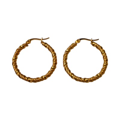 Aramat Jewels | Oorringen | Goudkleurige RVS wikkeloorringen 30mm | | | |3mm | Staal | Volwassenen | Verkleurd niet