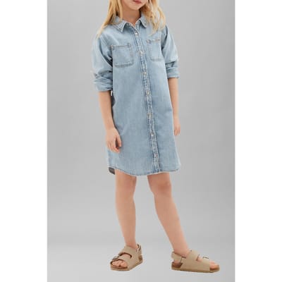 Calvin Klein Girls Denim Shirt Dress Long Sleeve Andrew Wash Taglia: 6 | Vestiti Outlet | kids | Blu