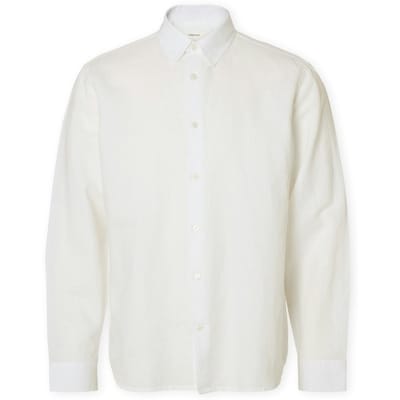 Overhemd Lange Mouw Selected Noos SlimClay Linen Shirt - Bright White