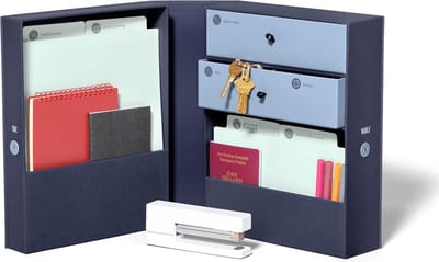 Alles-in-één Bureau-Organizer Blauw voor Documenten, Papierwerk en Kantoorbenodigdheden