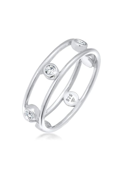 Elli - Ring - Dames Dubbel Betoverend Elegant met kristallen in 925 sterling zilver - Dames
