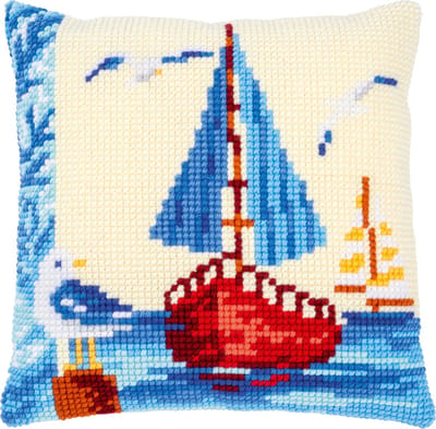 Vervaco - Kruissteekkussen kit - Zeilboot - PN-0183156 - Borduren - Borduurpakket - Borduurpakket volwassenen - Borduurpakket kind