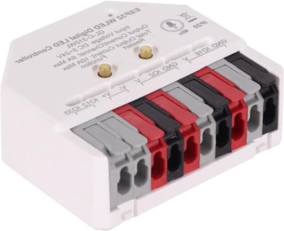 Mini WLED Controller voor DC 5 tot 24V - App Besturing, Dynamische Muziekmodus en Adresserbare RGB LED Strips zoals WS2811, WS2812, SK6812 en WS2815