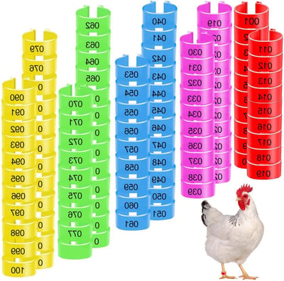 100 stuks identificatie beenringen voor gevogelte - nummered clip - 20 mm diameter - kippen, ganzen, eenden - meerkleurig - boerderijbenodigdheden