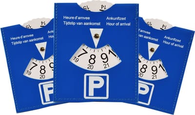 Parkeerschijf Blauw - 3 stuks Parkeerkaart - Parkeren in de Blauwe Zone - Europese Goedkeuring - 15 cm x 12 cm Parkeerschijf met Zuignap