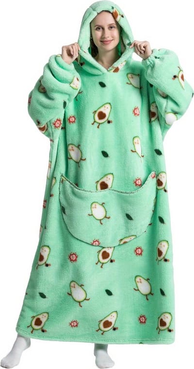 Livano Hoodie Deken Met Mouwen - Onesie - Fleece Blanket - Dames - Heren - Kinderen - Plaid - Knuffeldeken - Extra Zacht - Avocado