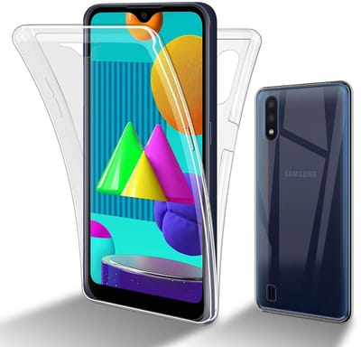Cadorabo Hoesje geschikt voor Samsung Galaxy M01 in TRANSPARANT - 360° Full Body Case Cover Beschermhoes Voor- en achterbescherming, all-round bescherming met displaybescherming