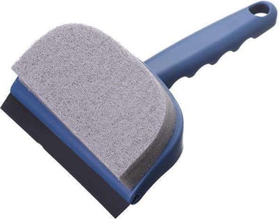Repus - Blauw - Kleine 2-in-1 Reinigingsborstel - Raamwisser & Spons - Glas - Douche - Spiegel - Badkamer - Keuken - Ook handig voor in de Auto