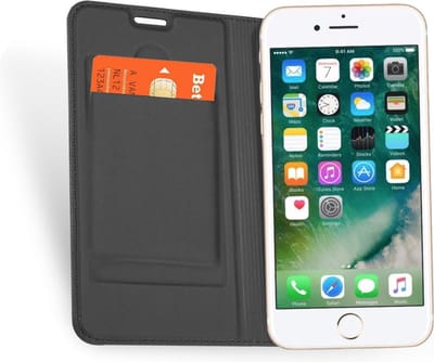 Hoesje geschikt voor Apple iPhone 7 Plus - Kunstlederen Wallet Hoesje Grijs - 360 Graden Beschermend Telefoonhoesje