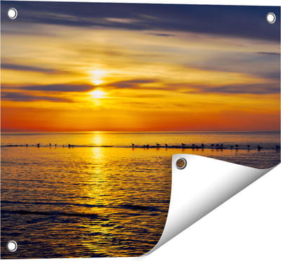 Gards Tuinposter Zonsondergang in de Zee - 50x40 cm - Tuindoek - Tuindecoratie - Wanddecoratie buiten - Tuinschilderij