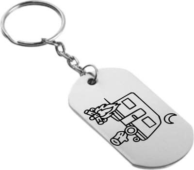Akyol - kamperen sleutelhanger - Kamperen - mensen die kamperen kampeerders - natuur, tent, kampvuur, buitenleven, avontuur. - 54 x 29mm