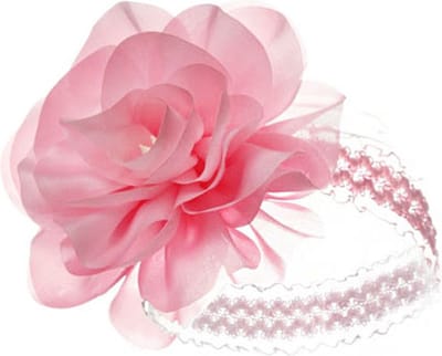 Babyhoofdbandje Roze met Kant en Grote Bloem 10cm