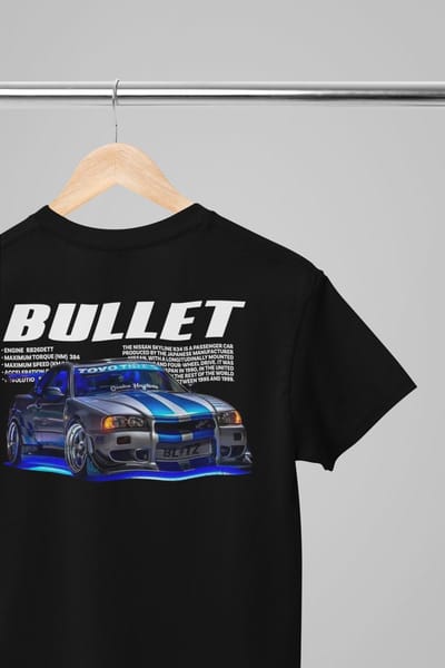 Oversized shirt - Bullet engine - Wurban Wear | T-shirt | Merk kleding | Unisex tshirt | Streetwear | Pump cover | Techno outfit | Merk shirt | Gym shirt | y2k | Techwear | Urban | Grote maten | T-shirt heren | T-shirt dames | Zwart