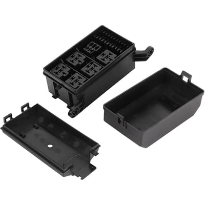 Boîte à fusibles de voiture 6 voies avec 1 relais 4 broches 12 V et 5 relais 100 A à coque transparente pour navires, voitures de course black