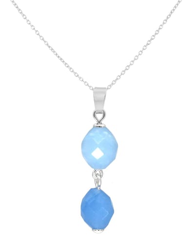 ARLIZI 2485 Ketting blauw jade kralen hanger - sterling zilver - 44 cm