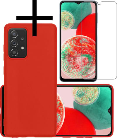 Hoesje - Met Screenprotector - Geschikt voor Samsung Galaxy A23 - Sterk & Shockproof - Back Cover - Siliconen Case - Telefoon Hoes - Rood