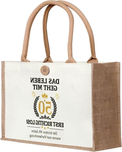 Inovra- Jute Draagtas Duurzaam - Cadeau voor 50ste Verjaardag - Shopper Dames - Stijlvolle Verpakking - Hoogwaardig Jute - Praktisch en Uniek