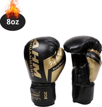 Nivard Bokshandschoenen - Kickboks Handschoenen - Boxing Gloves Set - Vecht Handschoenen - Heren - Dames - Zwart-Goud - 8 oz