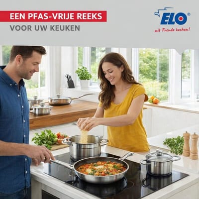 Set van 2 Bakpannen 28 en 32 cm en 4 Kookpotten 12, 14, 16 en 20 cm Elo Profi Brillant