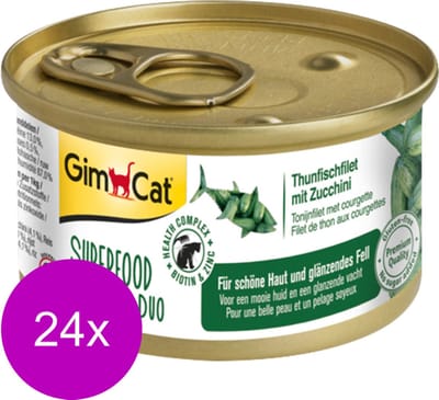 Gimcat Superfood Shinycat Duo 70 g - Kattenvoer - 24 x Tonijnfilet&Courgette