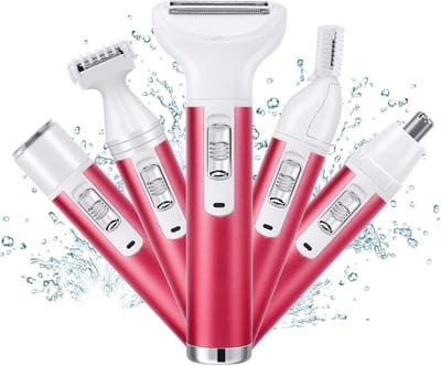 Elektrisch Ladyshave - Dames Scheerapparaat - Pijnloos Ontharen - 5-in-1 Multifunctioneel - USB Oplaadbaar - Wit