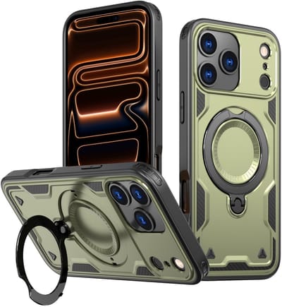 Hoesje Geschikt voor iPhone 17 Pro Max - Armor hoes met Ringhouder - Arara backcover - Groen