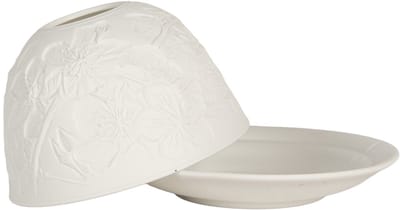 Clayre & Eef Waxinelichthouder Ø 12x8 cm Wit Porselein