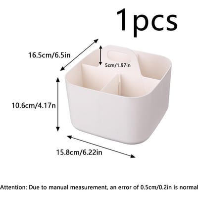 1 Pièce Sacoche Boîte de Rangement de Bureau Multifonctionnelle, Cloison et Rangement pour Pinceaux de Maquillage, Boîte de Rangement Porte-Stylo pour Crayon/Feutre/Marqueur white