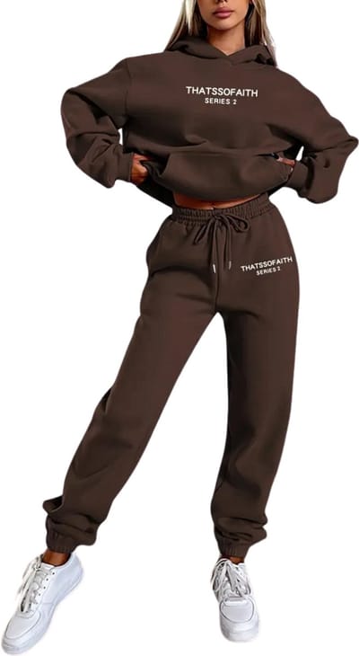 Livano Joggingpak Dames - Huispak - Trainingspak - Volwassenen - Capuchon - Jogging Pak - Joggingbroeken - Broek - Hoodie - Bruin - Maat S