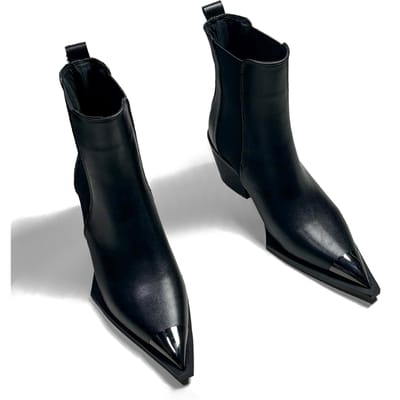 Dameslaarzen Luxe Designer Enkellaarsjes Mode Puntige Neus Chelsea Boots voor Dames Nieuwe Hak Metalen Neus Hoge Hakken Zijritslaars 36 black
