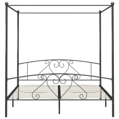 vidaXL - Hemelbedframe - metaal - grijs - 200x200 - cm