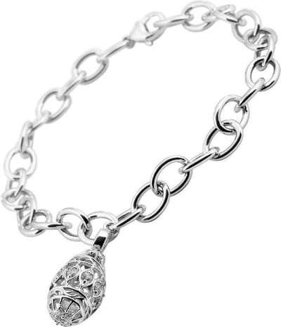 Diamonfire - Zilveren schakelarmband 20 cm - Grove ankerschakel - Ovale bewerkte bedel