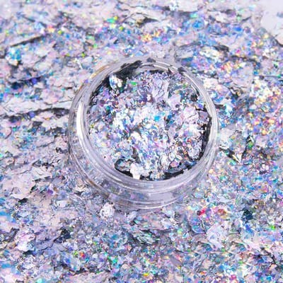 Allepaznokcie Prismatic Flakes - Pyłek voor Nagels - Nr 1 - Holografisch Zilver en Goud