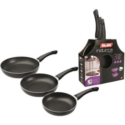 IBILI - Ensemble de 3 poêles Inducta, 18 + 20 + 24 cm, Aluminium, Antiadhésif, Compatible avec l'induction