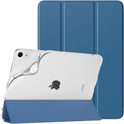 iPad Air 11 Inch Hoes (M4/M3/M2-2026/2025/2024) - Slanke TPU Bescherming, Translucent Matte Rug, Car Sleep/Awakening, Grijs Blauw