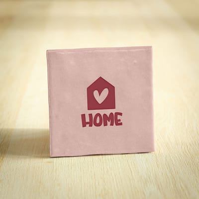Tegeltje - Home | Roze | 10x10cm - Interieur - Wijsheid - Tegelwijsheid - Spreuktegel - Keramiek - BONT