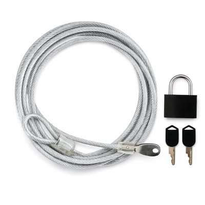 Kabelslot – 3m Staalkabel met 2 Lussen, Hangslot & 2 Sleutels – Veilig & Flexibel Beveiligingssysteem – 3BMT®