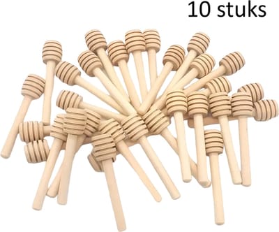 10 stuks houten honingdipperstokken, klein formaat 8 bij 1,5 cm, honingroerstaaf, natuurlijke houten honingdipper, houten stokhoninglepels, keukenspullen, kerst Halloween feestartikelen