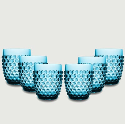 Arca Dotted Aqua- Acryl Drinkbeker 350ml - Set van 6 - lichtblauw- duurzaam, lichtgewicht, onbreekbaar, ideaal voor in de tuin, picknick, speelse look