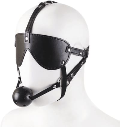 Adultshop - Hoofdharnas met Oogmasker & Ball Gag - Volledig Verstelbaar | Zicht en Spraak Uitgeschakeld - KINKY