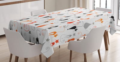 ABAKUHAUS Dierentafelkleed, Gekleurde Kattenvrienden, Gepersonaliseerde print met heldere kleuren, wasbaar, waterdicht, geen vervaging, 140 x 200 cm, meerkleurig